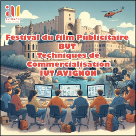 Photo représentant une assemblée d’étudiants travaillant sur PC avec en fond la ville d'Avignon.