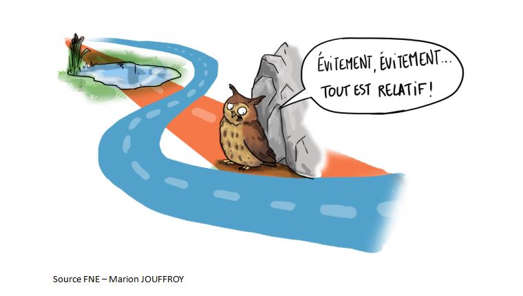 Image depicting an owl attempting to avoid a rock.